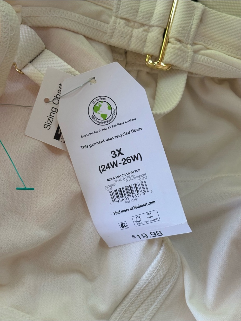 Time and Tru cream pique key halter swim top features a high neck design 3x - Picture 7 of 9